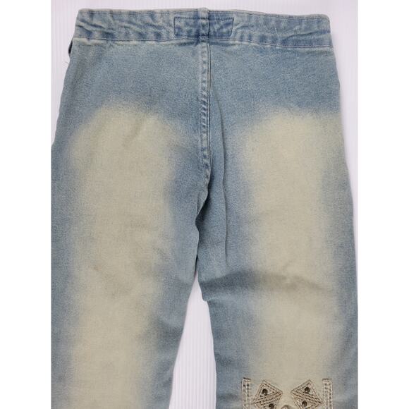 Vintage Sweet November Womens 4‎ Blue Boho Hippie Jeans Embroidered Wide Leg - Picture 11 of 15